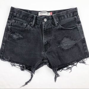 Levi’s 505 Black Denim Distressed Shorts 30” Waist